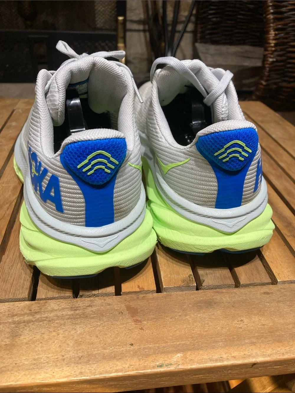 Hoka One Clifton 9 Mens Size 7 MD Stardust Electric Cobalt GRAY running shoe